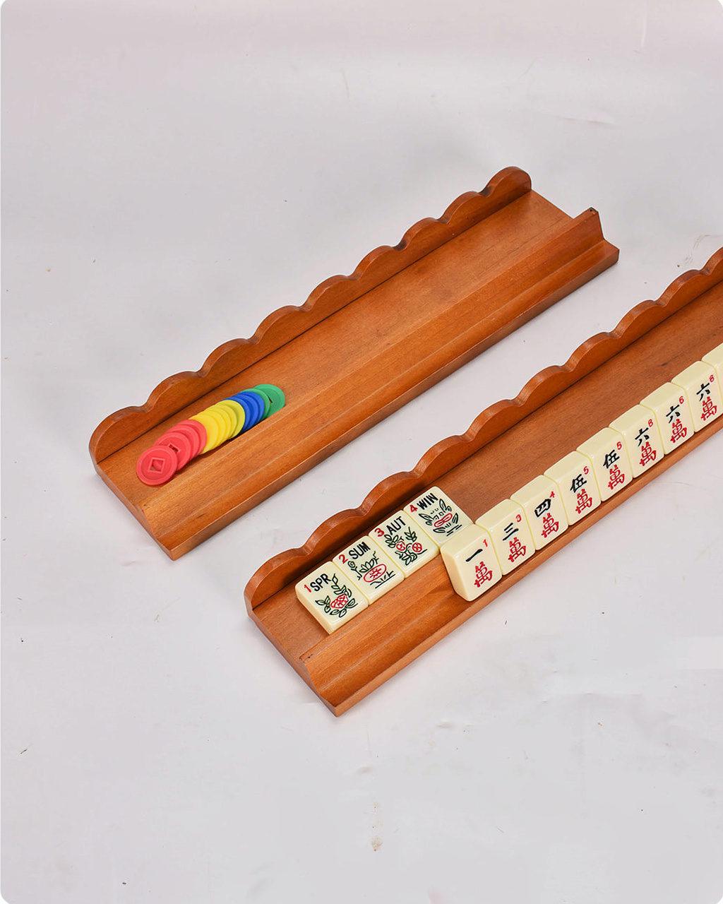 American Mahjong Rack, Wooden, 17 inches, with Pusher view 8