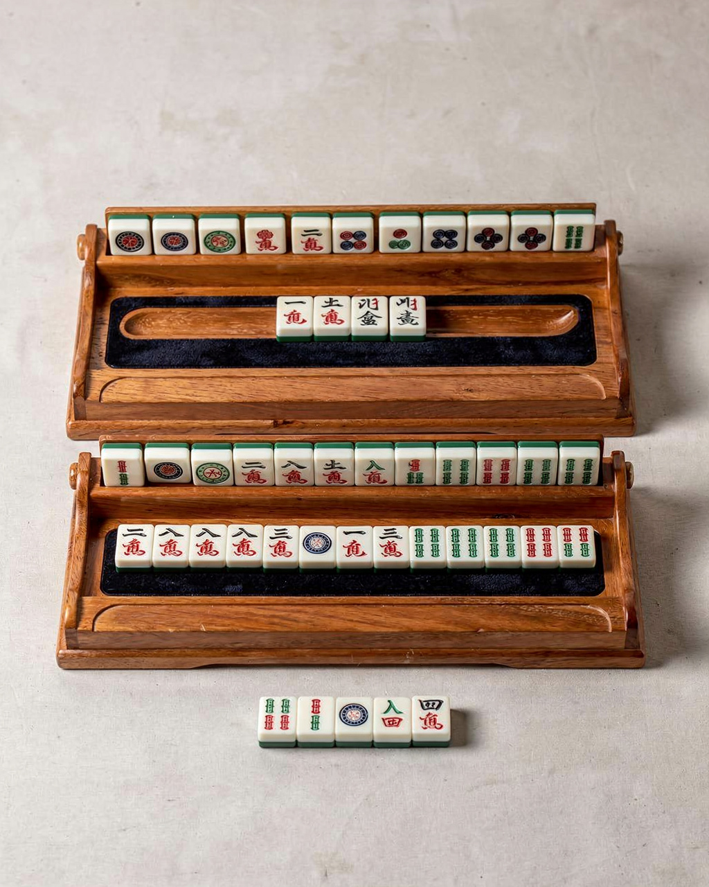 American Mahjong Rack, Wooden, 17 inches, with Pusher view 11