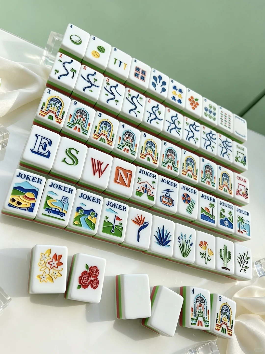 American Mahjong Tile Set, Acrylic, 160 tiles (including blanks), for home game nights view 2