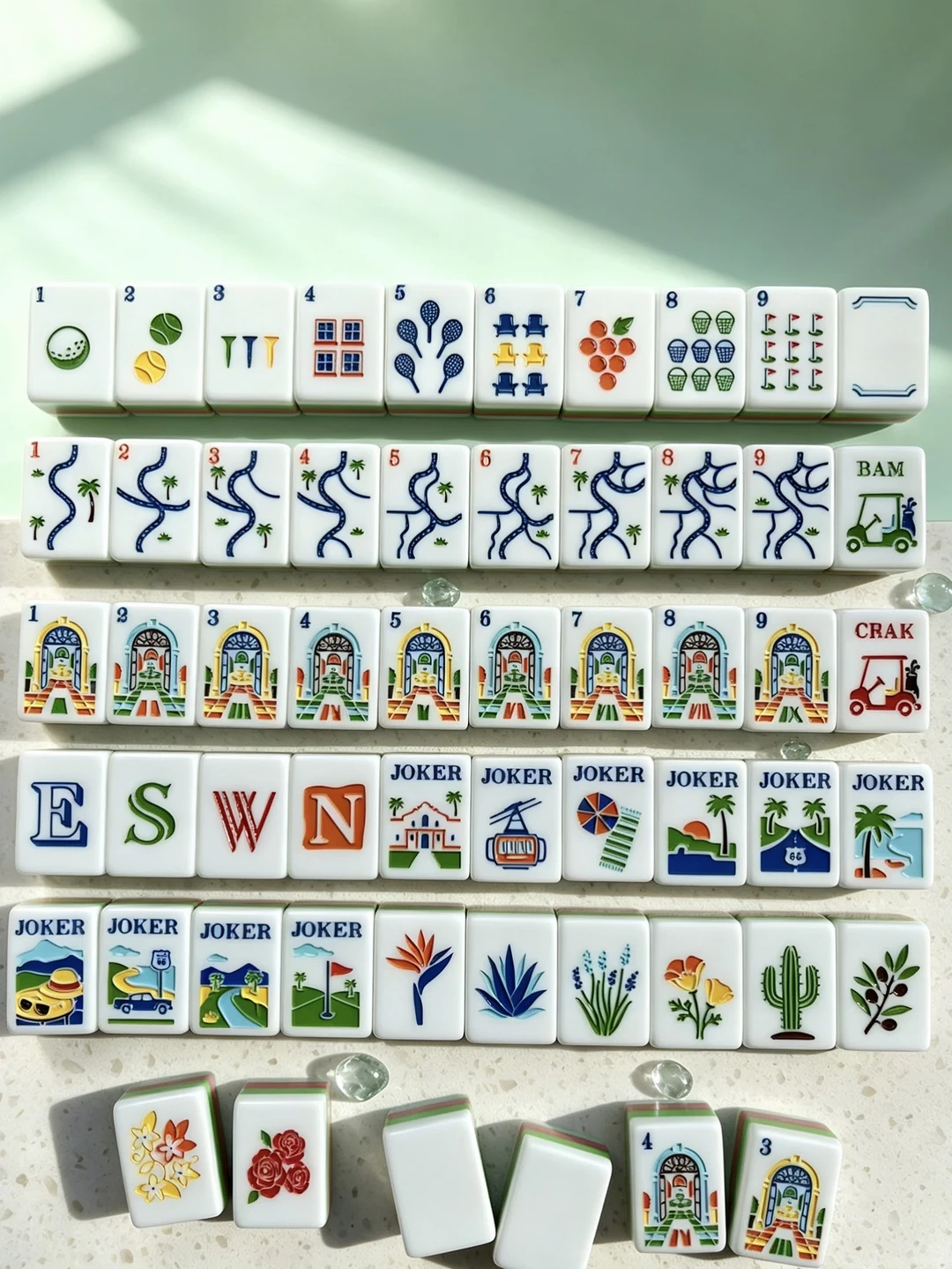 American Mahjong Tile Set, Acrylic, 160 tiles (including blanks), for home game nights view 5
