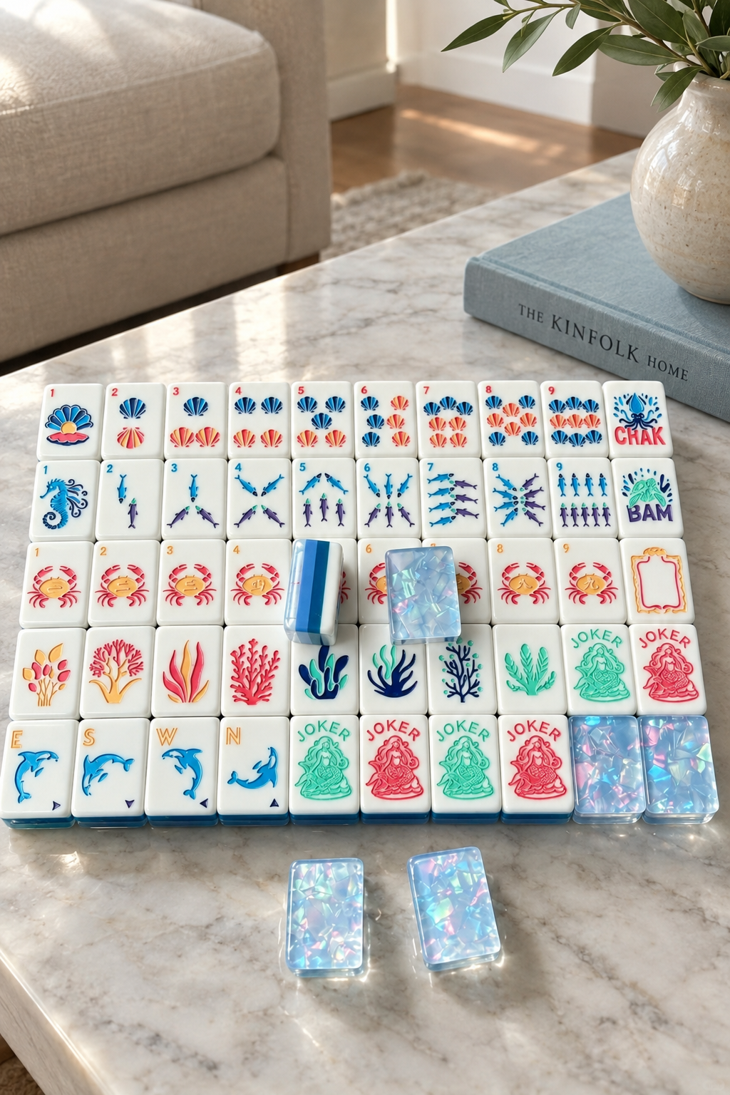 Mahjong Tile Set, Acrylic, Blue, for Home Game Nights customer photo