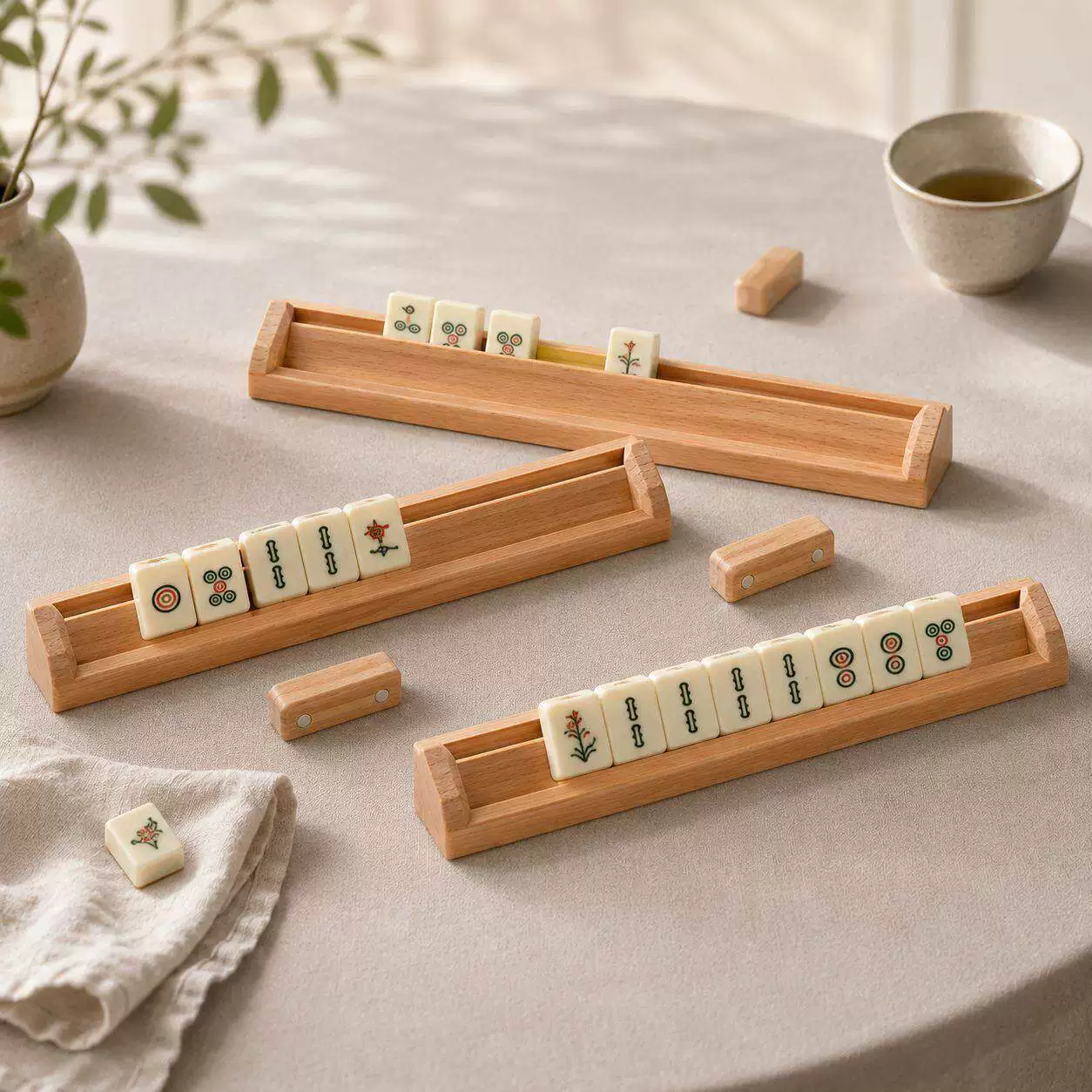 The Beech Wave Mahjong Rack set of 4