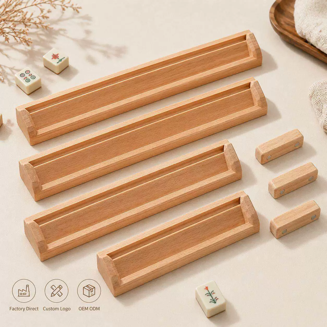 The Beech Wave Mahjong Rack set of 4 – alternate view