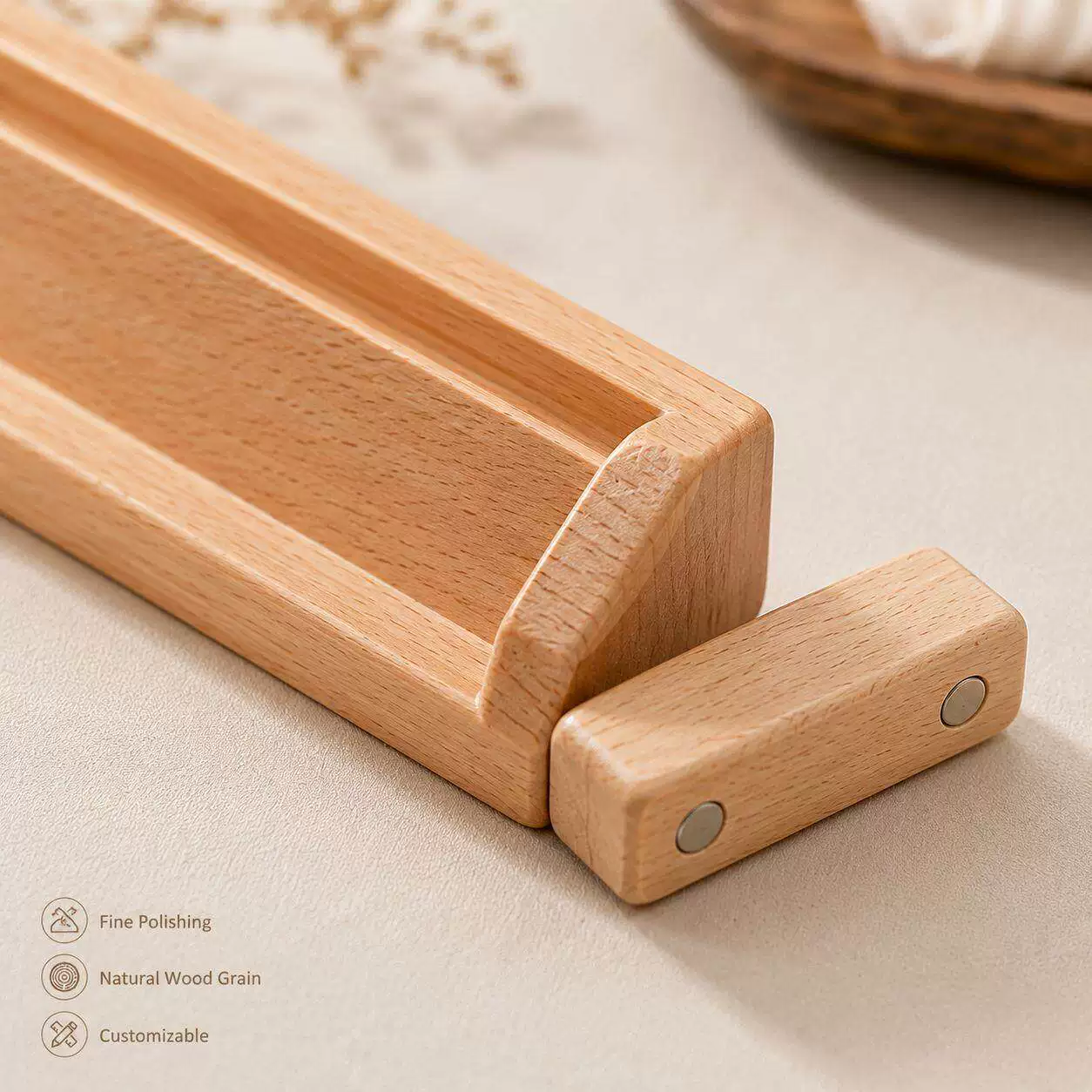 Wooden American Mahjong Rack with Pusher view 3